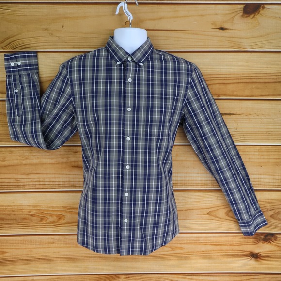Nordstrom Dress Shirt Trim Fit Mens M Multicolor Plaid Cotton Button Down Collar - Picture 1 of 6